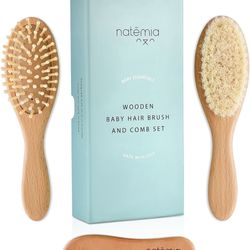 Wooden Baby Hair Brush And Comb Set 