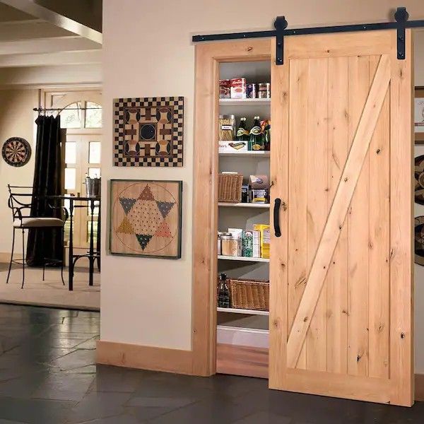 NEW MASONITE 36in x 84in No Panel Z-Bar Knotty Alder Wood Interior Sliding Barn Door Slab