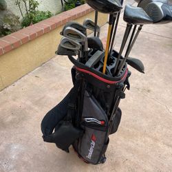 Golf Clubs, Bag, and Carrying Case