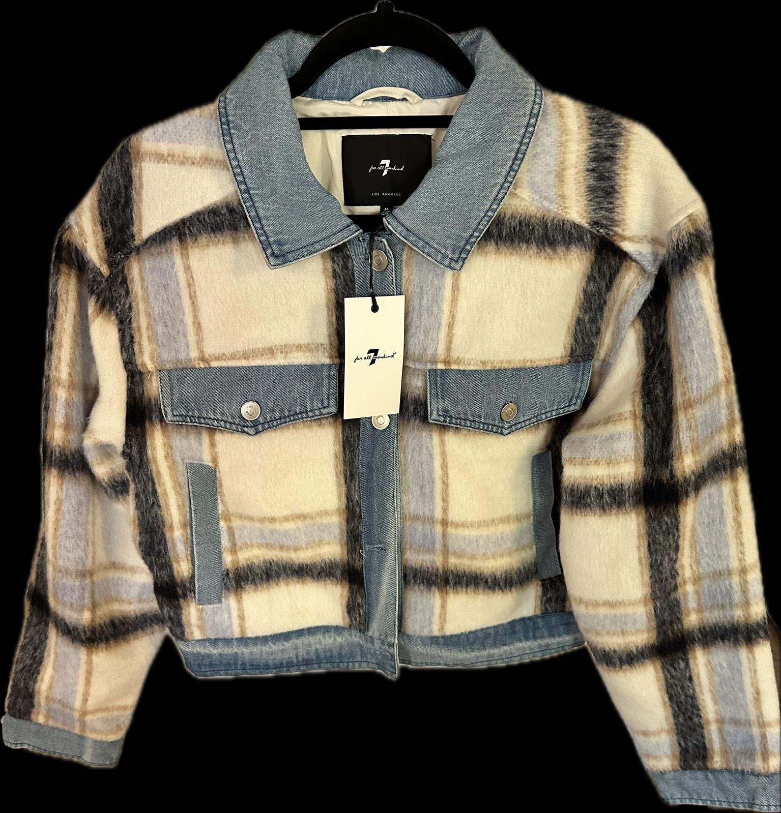 Plaid & Denim Cropped Jacket