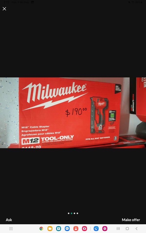 MILWAUKEE M12 CORDLESS CABLE STAPLER (tool Only)