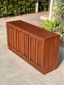 Mid-Century Modern Brutalist Walnut Credenza | Vintage Sideboard & TV Stand