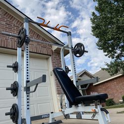 Weights Bar Squat Rack And Bench 