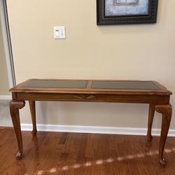 Glass Top Wood Console Table