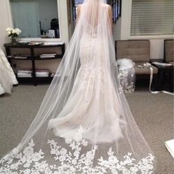 Cathedral Wedding Veil Long Bridal Lace Veil Tulle Hair Accessories With Comb for women Floral 118" Veil Headpeice Gift 