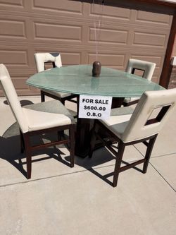Glass Top Dining Table with 4 Chairs
