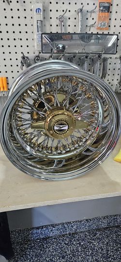 13x7 Gold And Chrome Wire Wheels