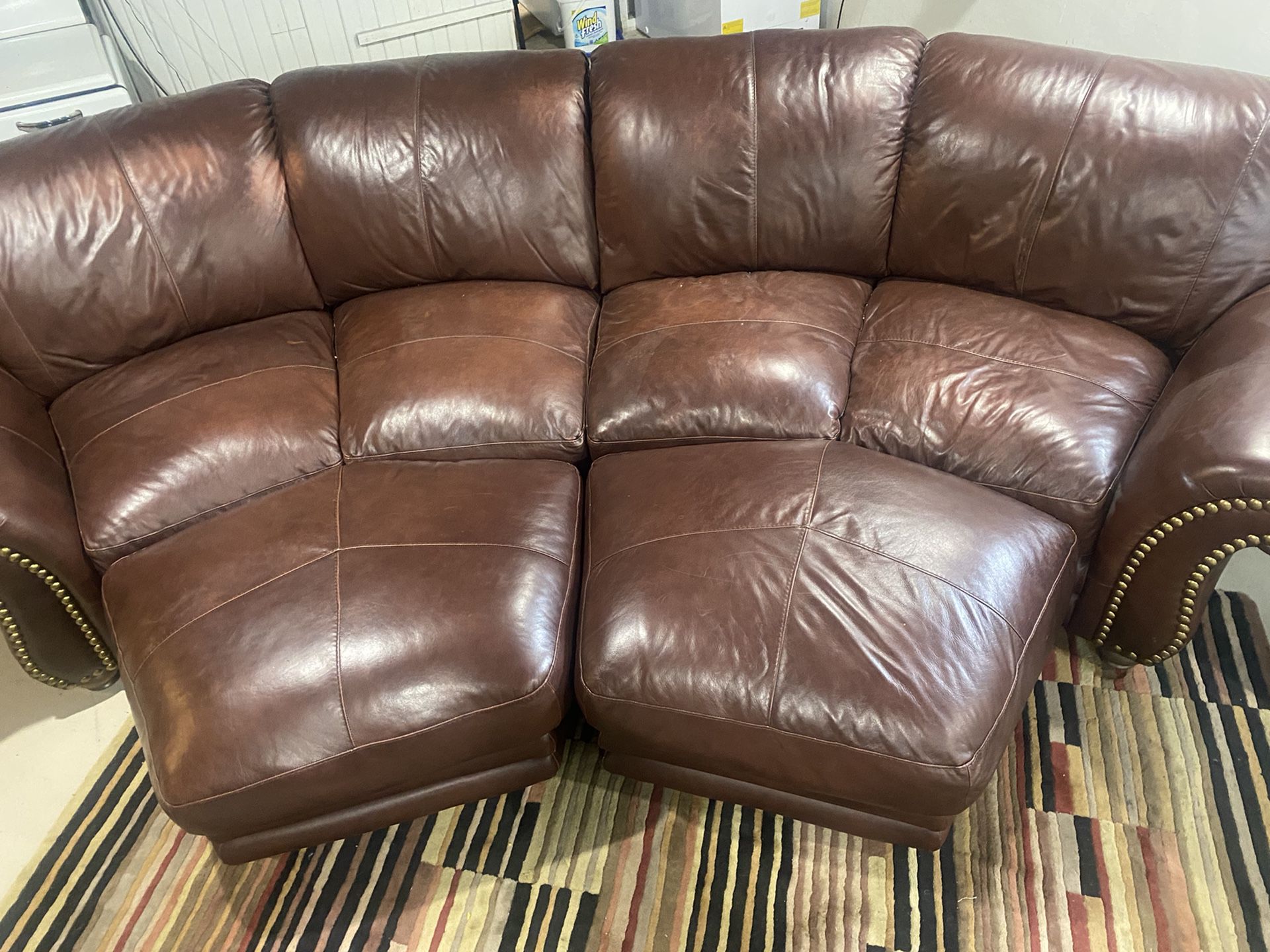 Leather Couch & Ottomans 