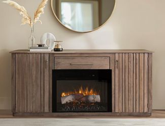 Sierra Electric Fireplace, solid mango wood construction