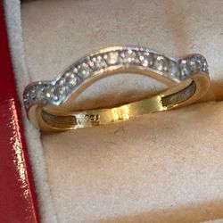 18k Solid Gold Pave Set Diamond Contour Ring 2.2g.  0.25CTW . 