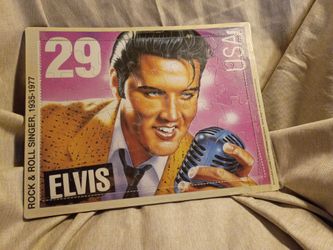 vintage 1992 Elvis Presley USPS Postcard Puzzle featuring a 29-cent commemorative postage stamp design