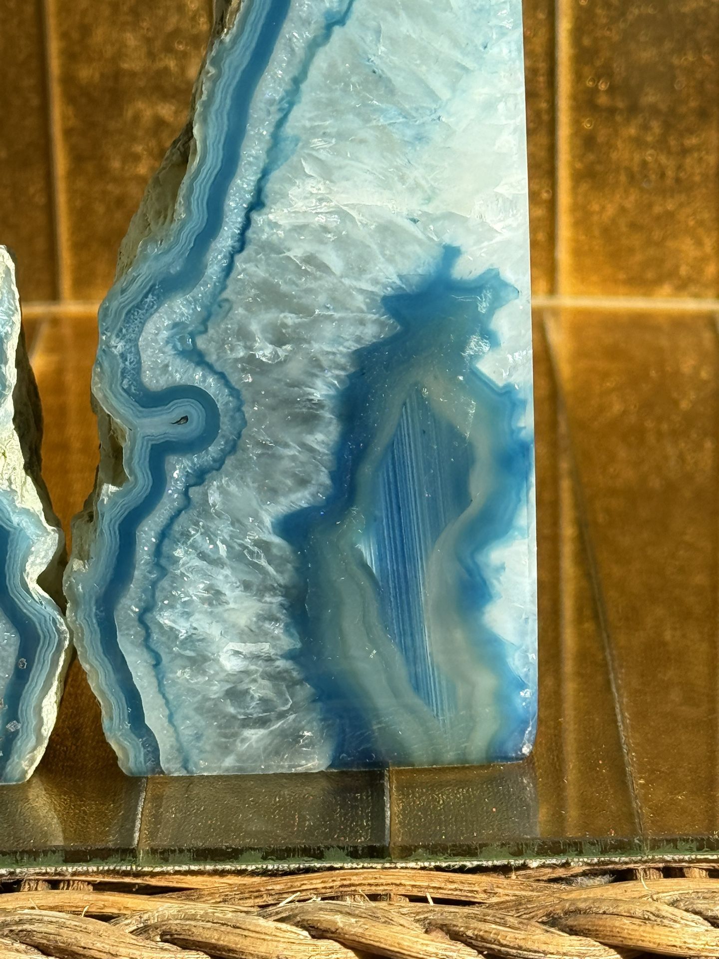 Natural Blue Crystal Geode Book Ends