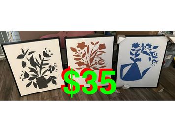 24x30 Reductive Floral Canvas 3PK