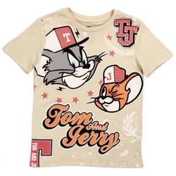 Tom and Jerry Kids Graphic T-Shirt – Beige Cartoon Tee Size L (10/12)
