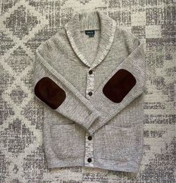 Orvis Men’s Shawl Collar Cardigan Sweater Size Medium – Chunky Knit Wool Blend
