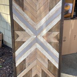 Shiplap Wood Plank Art, Black, White and Rustic Brown