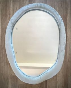 Gray Velvet Frame Mirror New in Box