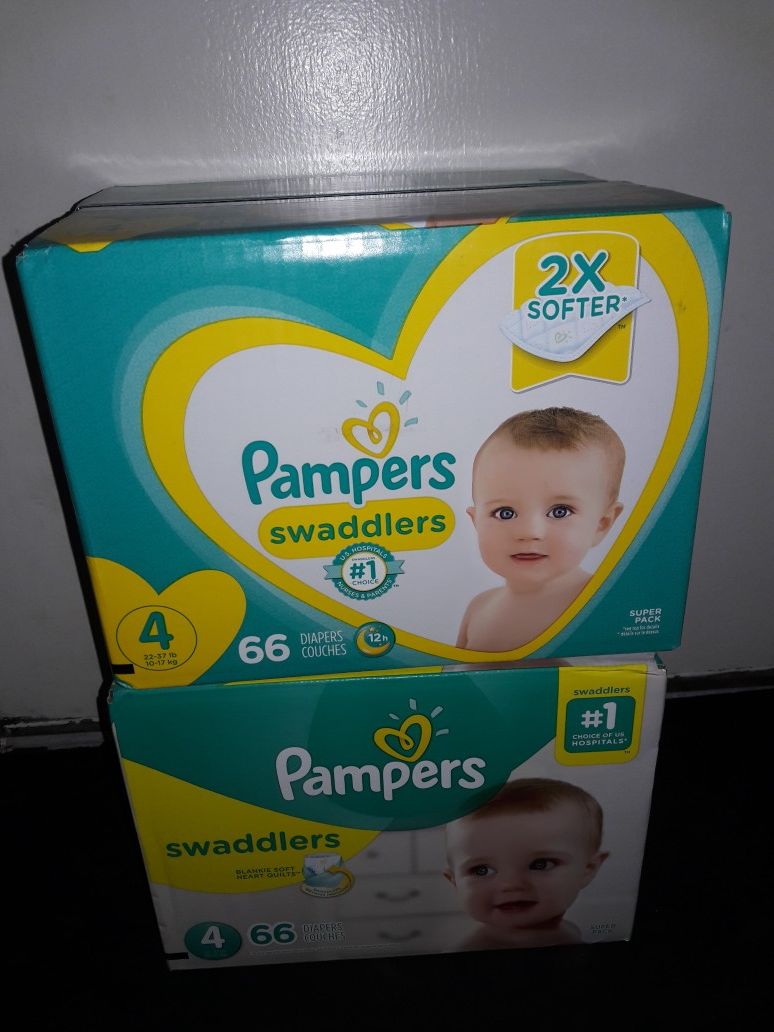 Pampers Swaddlers Size 4 (66 diapers): 2 boxes for $42 I will not accept less.