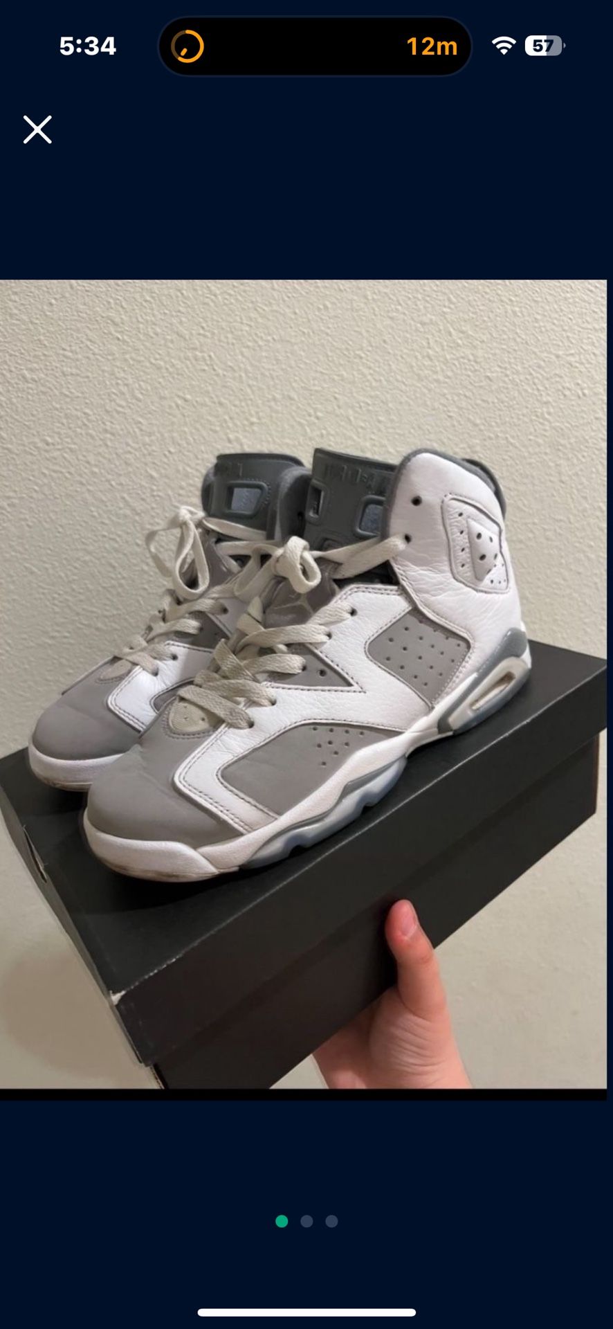 Big Kids Jordan 6s Cool Grey Size 7 Y
