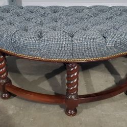 Ottoman Vintage Half Round Bench With Barley Twist Legs 
