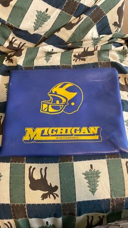 Vintage Michigan Wolverines Blue Vinyl Zippered Pouch
