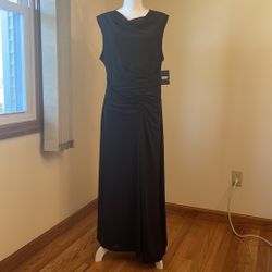 DKNY Women's Sleeveless Side-Ruched Maxi Dress; Size 14, Black; Orig. $129