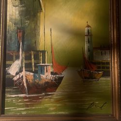 Antique Boat Painting 