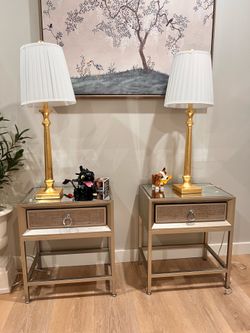 Glass metal nightstand dressers set of 2 drawers