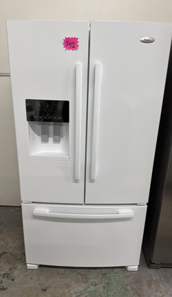 Whirlpool French Door Fridge – White, Ice/Water Dispenser