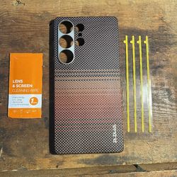 Pitaka Woven Aramid Fiber Case for Samsung Galaxy S25 Ultra Sunset Phone