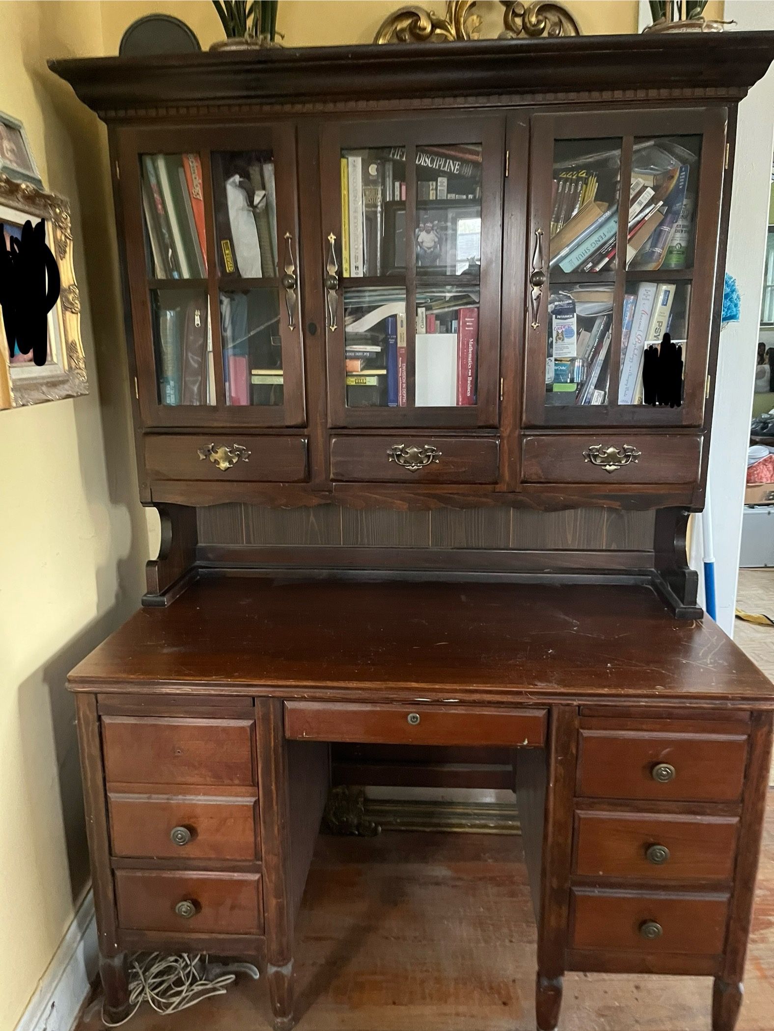 Solid wood desk and hutch