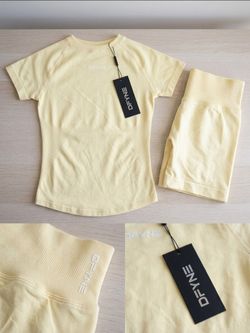 DFYNE Yellow Seamless T-Shirt and Shorts Set