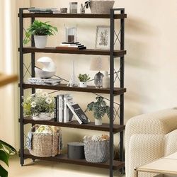 5-Tier Metal Frame Rustic Shelf