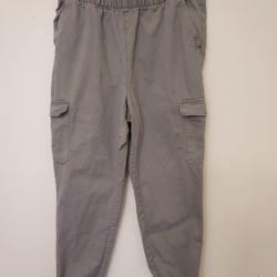 H&M Divided Women's Gray Cargo Pants Elastic Waist With Pockets Size 12 