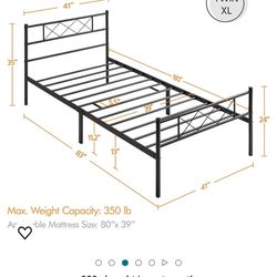 Twin Bed Xl Frame With Box spring And Mattress 