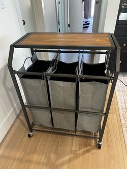 3-Bag Laundry Sorter with Wood Top