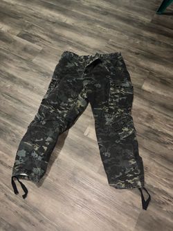 100% cotton dark camo cargo pants