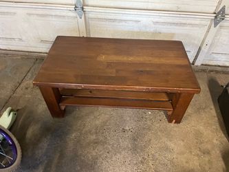Solid Wood Coffee Table with Lower Shelf