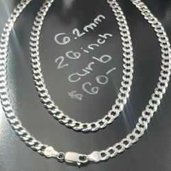 26 inch curb flat cuban chain 6mm 925 italian silver