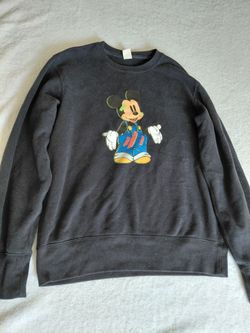 Black disney x uniqlo mickey long sleeve crew neck