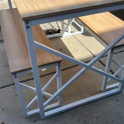 New Contemporary Dining Table With Two Benches - Never Used!