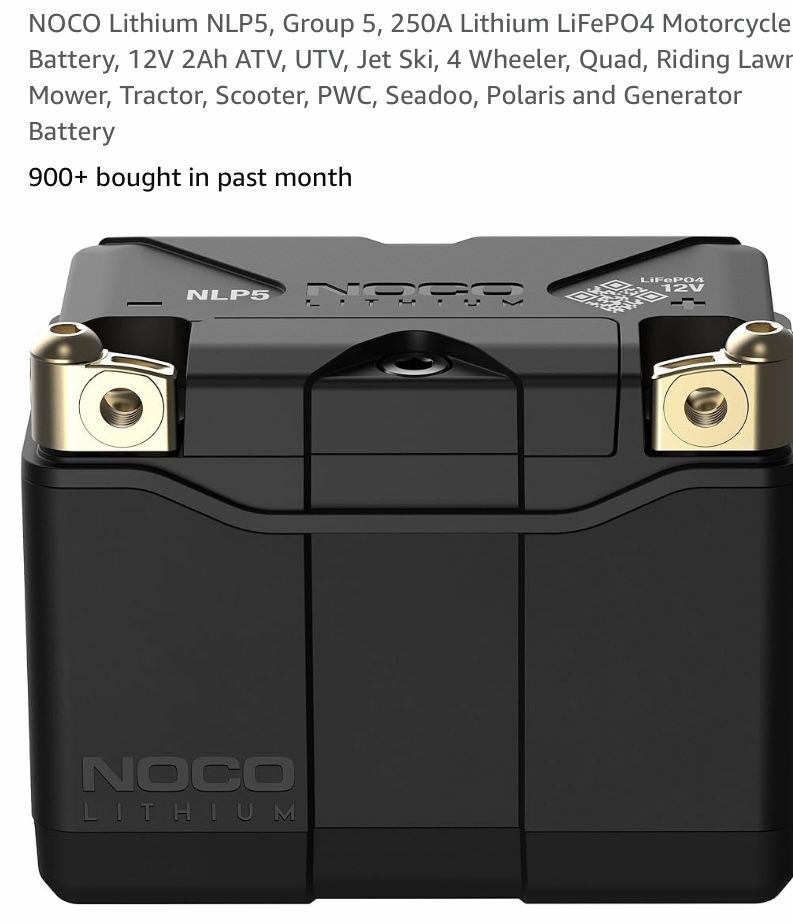 NOCO Lithium NLP5 ,Group 5, 250 Amp Lithium Life P04, Motorcycle, 4 Wheeler, Riding Lawnmower, Jet Ski, Etc..