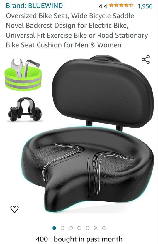 Oversized Bike Seat, Wide Bicycle Saddle Novel Backrest Design for Electric Bike