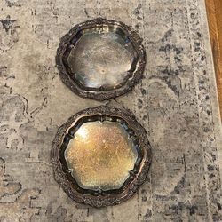 Vintage F B Rogers Silver plate 1883 Hexagon Trays Set of 2
