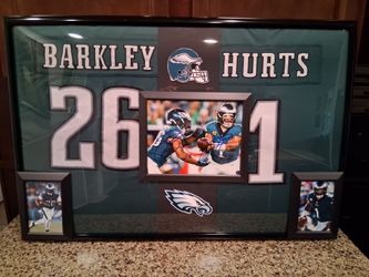 Double Header, Barkley and Hurst Eagels Stitched,Authentic,Branded jersey,8x10 signed photo with COA