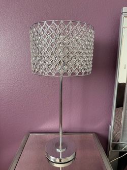 Z Gallerie Crystal Beaded Table Lamp Silver Chrome