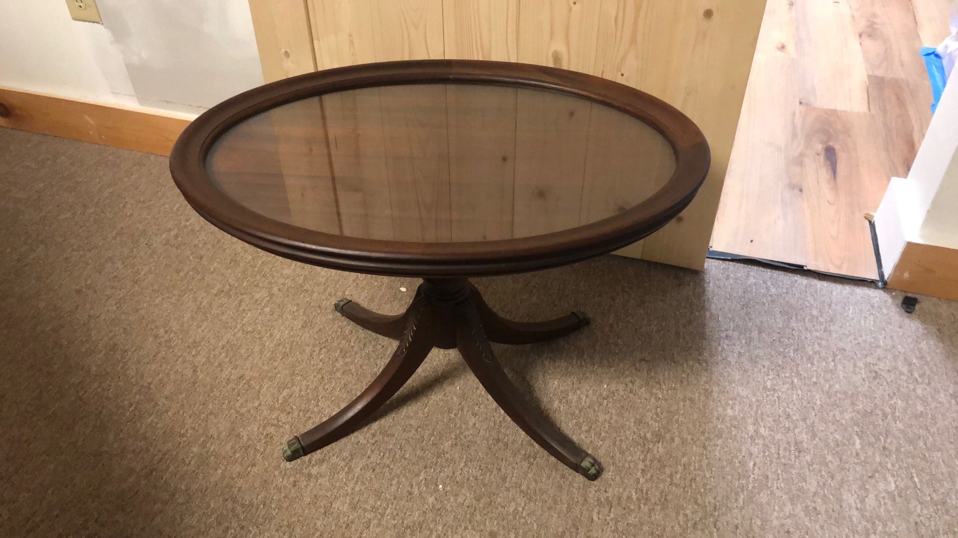 Antique Side Table With Removable Glass Top
