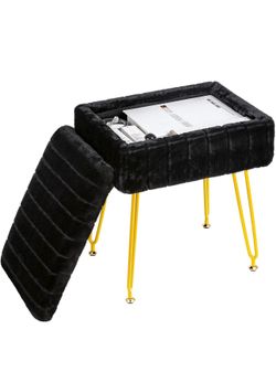 H&B Luxuries Multi-Functional Footrest Ottoman – Comfortable, Stylish, and Practical for Home & Office (Black, with Storage)