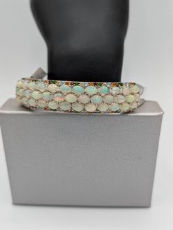 Sterling Silver Ethiopian Opal & Multi Gemstone Bracelet 8inch