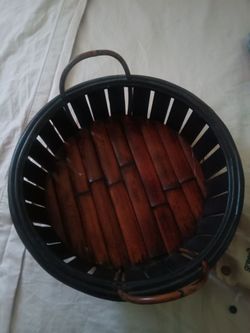 Round Bamboo and Metal Basket with Handles